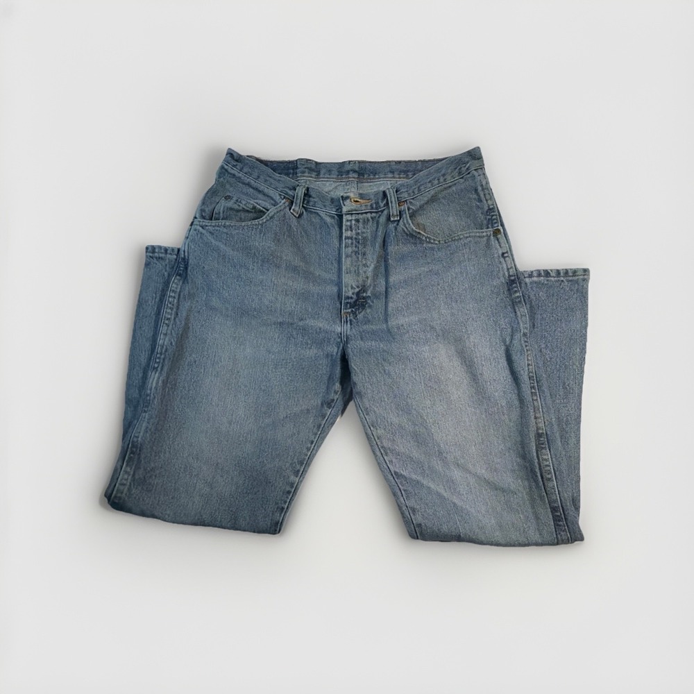 Wrangler Jeans Men's 34x29 Premium Quality Light Wash Straight Leg Workwear - Picture 5 of 14